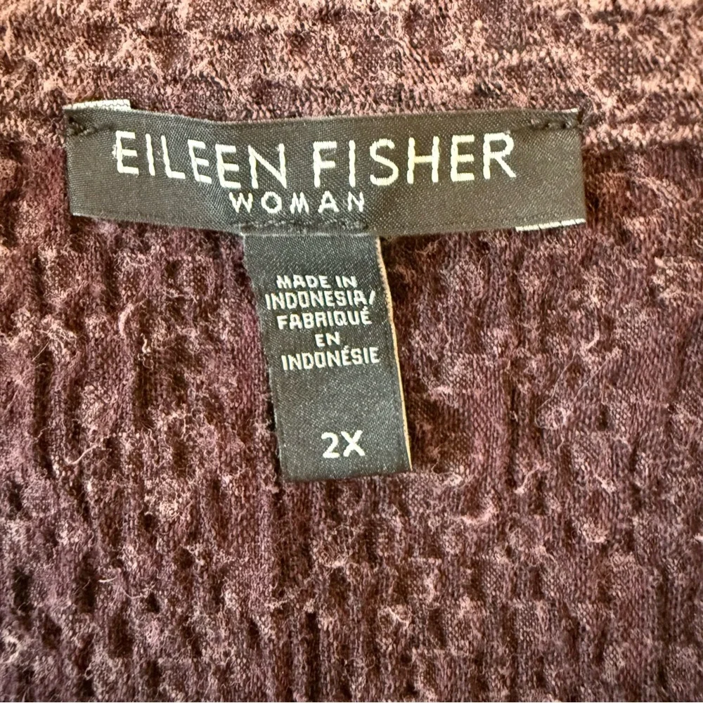 Eileen Fisher Cassis Crosshatch Tencel Open Front Notch Collar Plum Jacket 2X - Picture 11 of 14